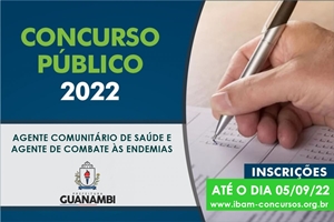 Inscrições do Concurso Público para Agente Comunitário de Saúde e Agente de Combate às Endemias de Guanambi seguem abertas até 05/09