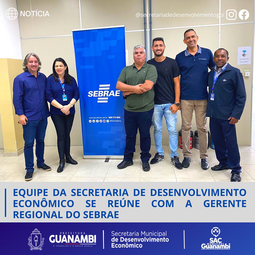 Equipe da Secretaria de Desenvolvimento Dconômico se reúne com a gerente regional do SEBRAE