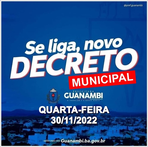 Prefeitura de Guanambi publica decreto que obriga o uso de máscaras em estabelecimentos de saúde; veja documento na íntegra